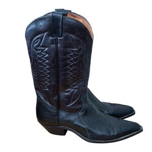 Black Leather Men’s Cowboy Boots Size 12